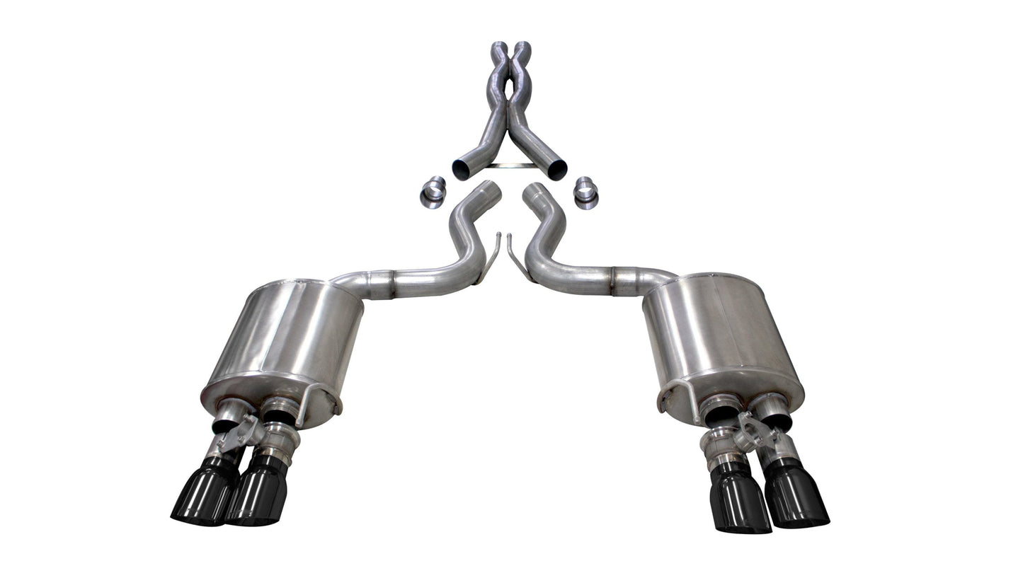 CORSA Xtreme Valved Cat Back Exhaust System 2018-2023 Ford Mustang GT 5.0L V8 - Black Tips